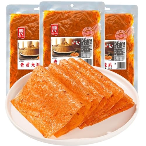 DAMAICHUHAI LÀ TIÃO Snack Épicé Chinois, 3 x 200g, 600g au Total, Lamelles de Blé Épicées et Savoureuses, Goût Piquant d’Inspiration Chinoise, Format Familial pour les Amateurs de Snacks Relevés