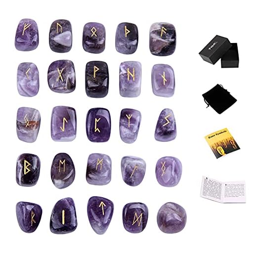 Amethyst Rune Stones Set with Instruction Booklet