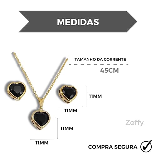 Kit Colar E Brinco Pingente Coração Feminino Delicado Folheado Dourado Conjunto Perfeito Para Presen