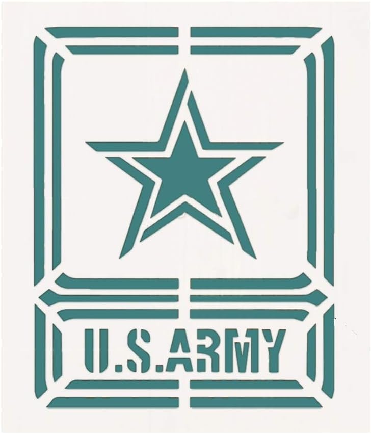 OBUYU.S Army Stencil for Painting on Wood, Fabric, Walls, Airbrush + More | Reusable 8.7 x 7.4 inch Mylar Template (US Army Military Logo)