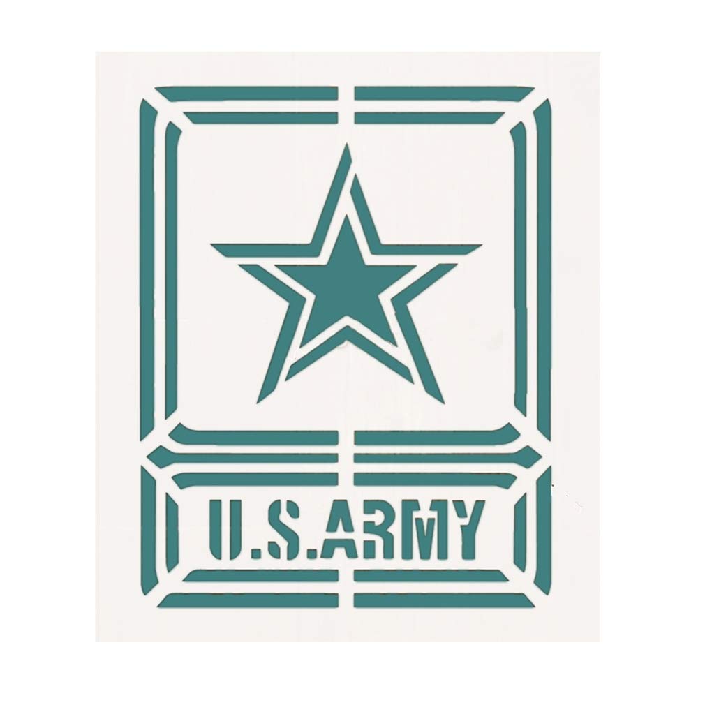 OBUYU.S Army Stencil for Painting on Wood, Fabric, Walls, Airbrush + More | Reusable 8.7 x 7.4 inch Mylar Template (US Army Military Logo)