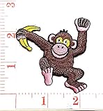 Monkeys eat Bananas in The Zoo. Cartoon Patch Sew Iron on Embroidered Applique Craft Handmade Baby K
