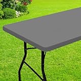 smiry Rechteckige Picknick-Tischdecke, wasserdicht, elastisch, für 150 cm große Tische, waschbare Polyester-Tischdecke für Camping, drinnen & draußen (Grau, 91,4 x 152,4 cm)