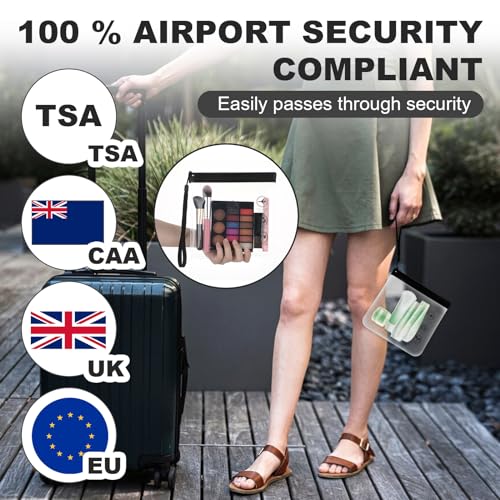 2pcs Clear Travel Toiletry Bag - TSA Approved, Leak-Proof Airport Security Liquids Bags 20 x 20cm Toiletry Bag with Hanging Rope Portable Travel Accessories Holiday Essentials Makeup Bags2