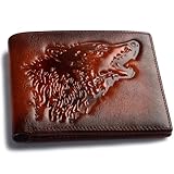 skneephate Wolf Cool Mens Wallets Leather Bifold Wallets For Men,Rfid Blocking,Gift For Him Husband (brown)