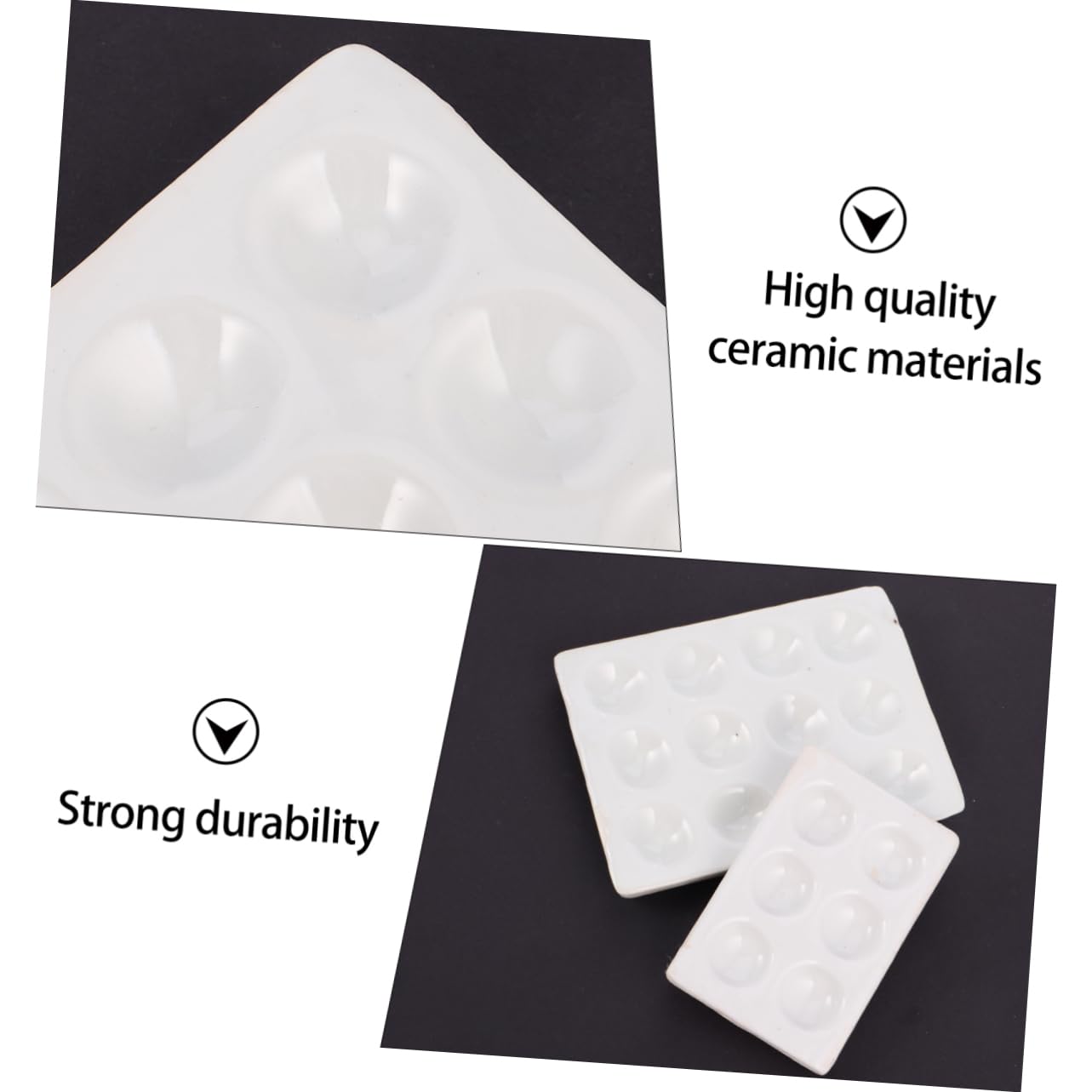 Mobestech Juego de 4 Placas de Cerámica para Reacción Química Diseño Compacto, Fácil de Almacenar, 6 y 12 Agujeros, Color Blanco, Adecuado para Laboratorio y Clases de Química