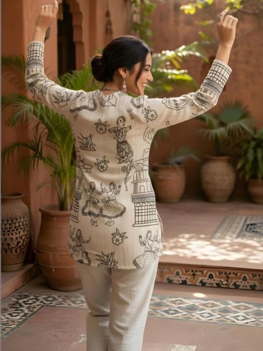 Image of MS VHCK ENTERPRISE Women's Short Kurti in TopsTunic Rayon Cotton Blend | Ladies Ethnic Tunic