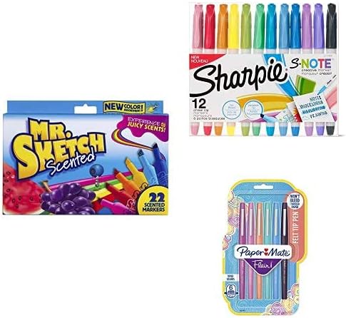 Amazon Com Mr Sketch Marker 22 Count Sharpie S Note Creative Markers 12 Count Paper Mate Flair Felt Tip Pens 6 Count Office Products