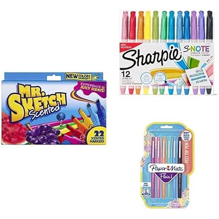Amazon Com Mr Sketch Marker 22 Count Sharpie S Note Creative Markers 12 Count Paper Mate Flair Felt Tip Pens 6 Count Office Products