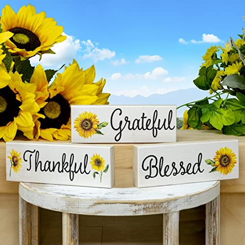 JennyGems-Sunflower-Decor-Grateful-Thankful-Blessed-3-Piece-Wooden-Block-Set-Farmhouse-Sunflower-Tiered-Tray-Decor-Sunflower-Gifts JennyGems Sunflower Decor Grateful Thankful Blessed 3 Piece Wooden Block Set Farmhouse Sunflower Tiered Tray Decor Sunflower Gifts