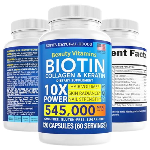 Biotin and Collagen Vitamins + Keratin Folate - Hair Loss