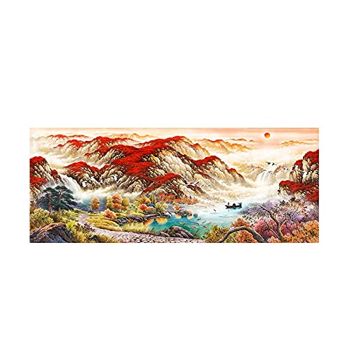 Point de croix la artisanal paysage 60x120cm en tissu de toile