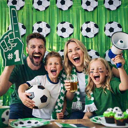 Image of Soccer Birthday Party Decorations - Green White Streamers Backdrop Banner | Soccer Theme Party Favors Supplies Indoor Outdoor - World Soccer Cup 2026 Merchandise Accessories Decor for Wall Door