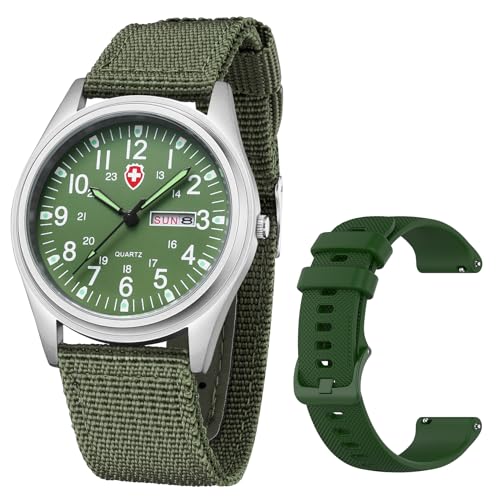 Gosasa Unisex Military Watches Sport Textile Nylon Strap Stylish Men Watch Luminous Fashion Watches Analog Display Quartz Waterproof Casual Wristwatch