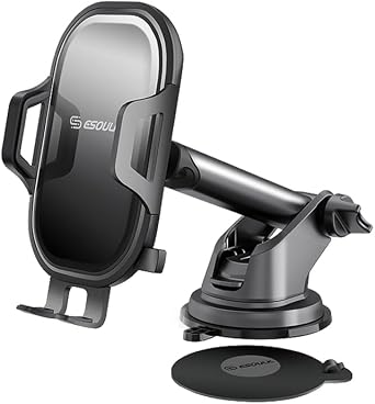 One Touch Car Phone Mount - Dashboard & Windshield Cell Phone Holder, Strong Suction Cup Auto Stand with Adjustable Telescopic Arm, 360 Rotation for iPhone, Samsung & All Smartphones