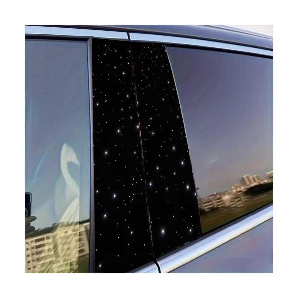 Auto Accessory 2pcs Car Door Pillar Decoration Sticker Star Cluster Glossy Material Protective Film