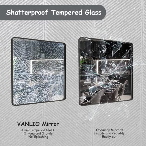 Vanlio 36X36 Black Metal Bathroom Mirror, Square Matte Framed Wall Mirror For Bathroom, Modern Rectangle Vanity Mirror With Rounded Corners, Shatterproof, Non-Rusting #TOP3