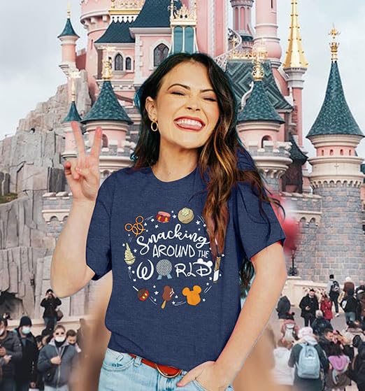 Magical Shirt for Women: I'm Here for The Snacks Shirts Magic Kingdom T-Shirt Funny World Trips Short Sleeve Tee Top2