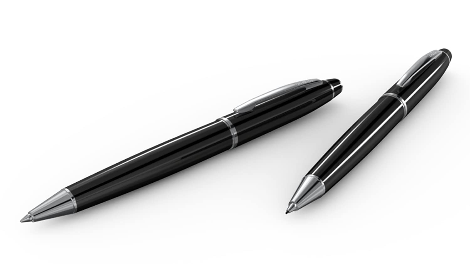 Scrikss Zestaw ołówków i długopisów mechanicznych 0,7 mm, korpus z czarnego mosiądzu, chromowane wykończenia, seria Noble 35, zestaw długopisów prezentowych, nowoczesny i elegancki długopis, idealny