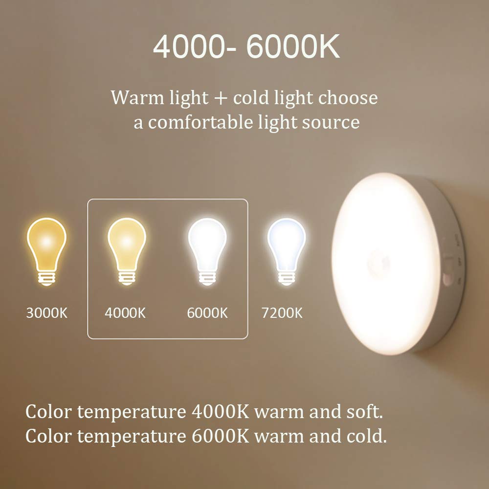 La luz del sensor, Armario de luz, LED portátil noche la luz, carga por USB, Stick-en cualquier lugar de escaleras, luces seguras para pasillo, baño, dormitorio, cocina (Pack de 3),Warm light