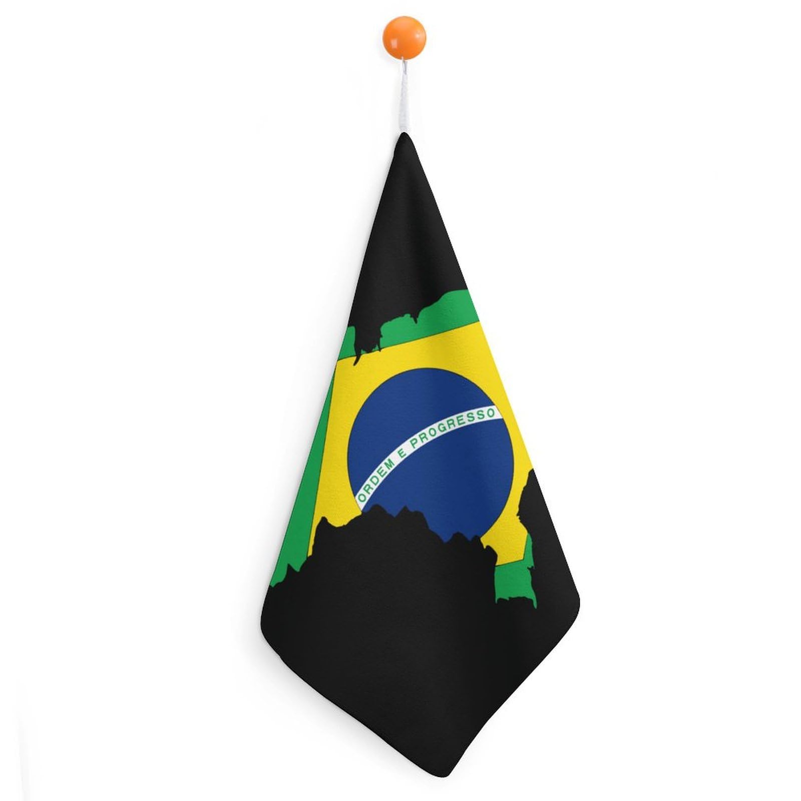 TXFBTRFSA Flag of Brazil Map Hand Towels with Hanging Loop Kitchen Towel Handkerchiefs Cleaning Cloths