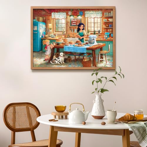Rompecabezas de 500 piezas para adultos: Cocina rústica acogedora con repostería | Escena colorida de postres y pasteles, rompecabezas familiar de cartón reciclado como regalo para mujeres, adultos mayores y amantes de los puzzles miniatura 6