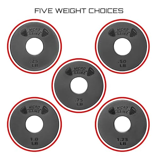 Micro Gainz 1-Inch Center Hole Standard Fractional Weights Plate Sets, 10 Piece Dumbbell & Barbell Set of Plates with Bag for Strength Training and Weight Lifting, Made In USA
