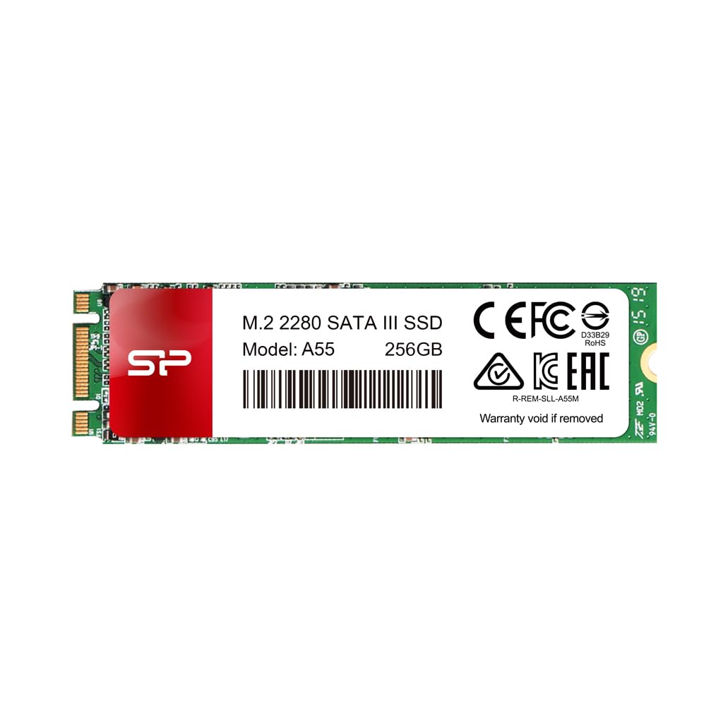 SP Silicon Power Silicon Power A55 256GB M.2 2280 SATA III SSD, 3D NAND with SLC Cache, Up to 560MB/s, Internal Solid State Drive for Desktop Laptop Computer SP Silicon Power Silicon Power A55 256GB M.2 2280 SATA III SSD, 3D NAND with SLC Cache, Up to 560MB/s, Internal Solid State Drive for Desktop Laptop Computer