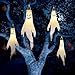 YOTNUS Halloween-Decorations-Outdoor Hanging-Ghost Windsocks for Trees with Timer, LED Ghosts to Hang in Tree Porch Yard, Waterproof, Timer,2 Pcs (No Batteries)