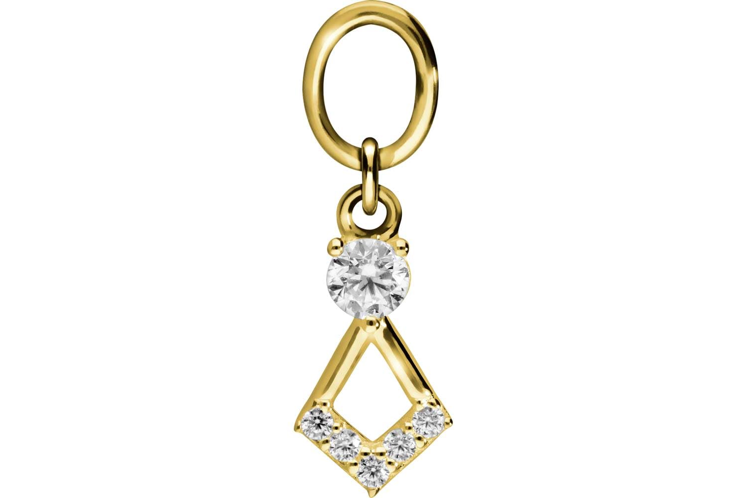 PIERCINGLINE 18 Karat Gold (750 er) Anhänger für Clicker, Bauchnabelpiercing, Creolen KRISTALLKRAWATTE