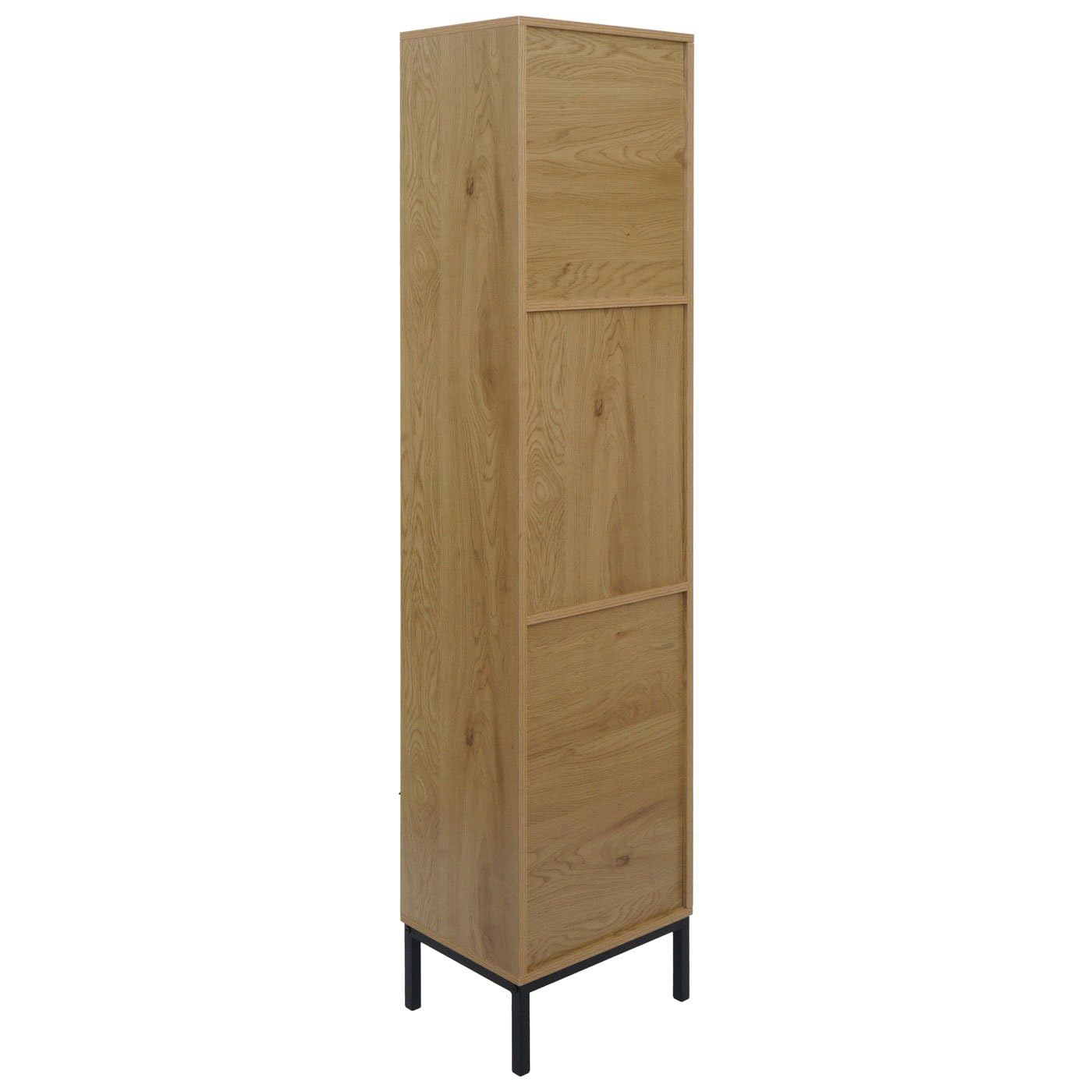 Mendler Hochschrank HWC-O42, Badschrank Badregal Badezimmer Schrankfächer Wäschekorb, MDF Melamin 174x39x30cm - Holzoptik Natur