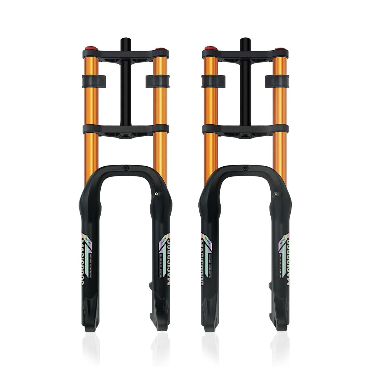 WIQUYBML 20/26 Inch Fat Mountain Bike Fork 4.0" Tire Snow Travel 190mm 1-1/8" Straight Double Shoulder Downhill Air 9 * 135mm QR Damping Adjust For Electric Front