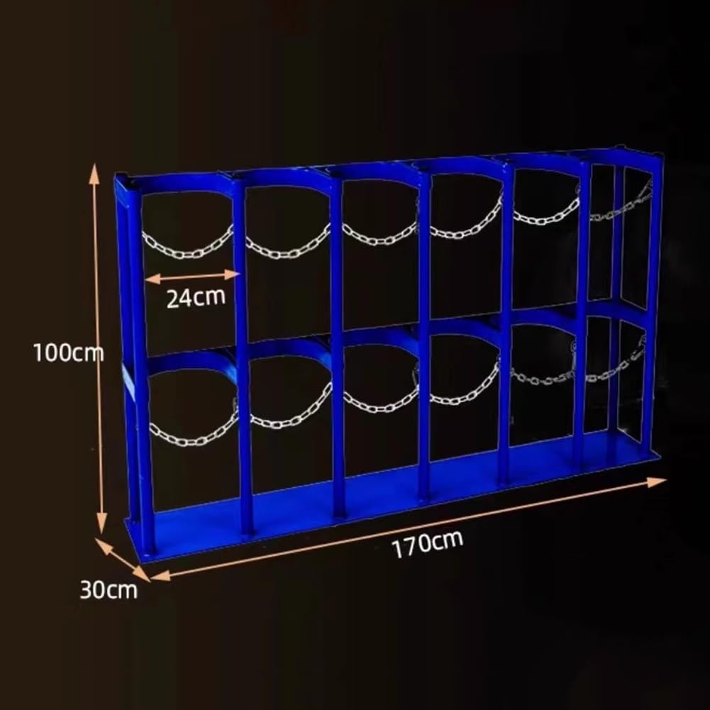 Carrito de cilindro de gas, estante de almacenamiento de tanque de gas de acero inoxidable, carrito de oxígeno de 100 cm de altura con doble cadena de seguridad, para taller, hospital, laboratorio