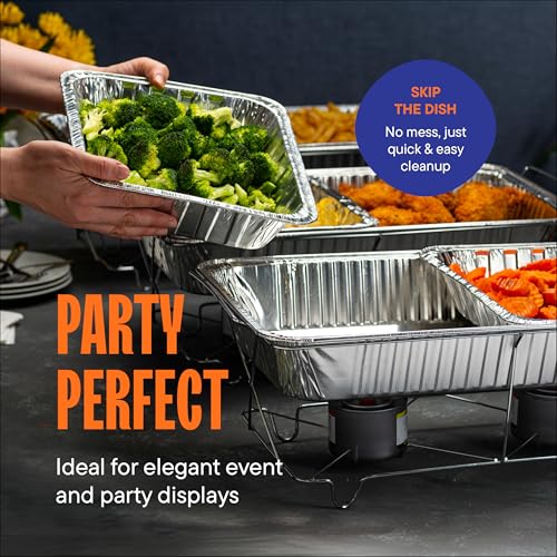 Aluminum Lids for 9x13 Disposable Aluminum Foil Pans [100-Bulk-Pack] Heavy Duty Tin Tray Covers for Half Size Chafing Dishes. 100 Foil Lids by Stack Man - Image 6