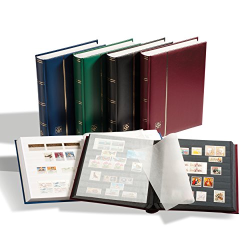 Leuchtturm Comfort Album Timbres Bordeaux – 32 Pages Noires A4, Couverture Matelassée Luxe, Bandes Pergaminées Pour Collectionneurs Passionnés