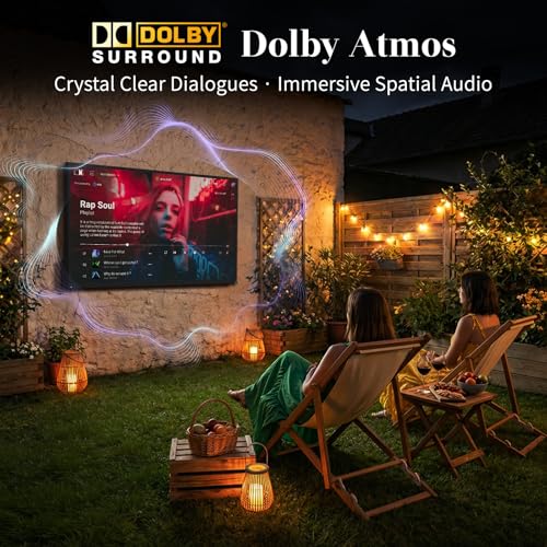 Image of 55 Inch Outdoor TV, 2000 Nits Ultra Bright 4K UHD Weatherproof Television, IP55 Waterproof Smart TV with WebOS 25, Outside TV for Backyard, Poolside, Deck & Patio