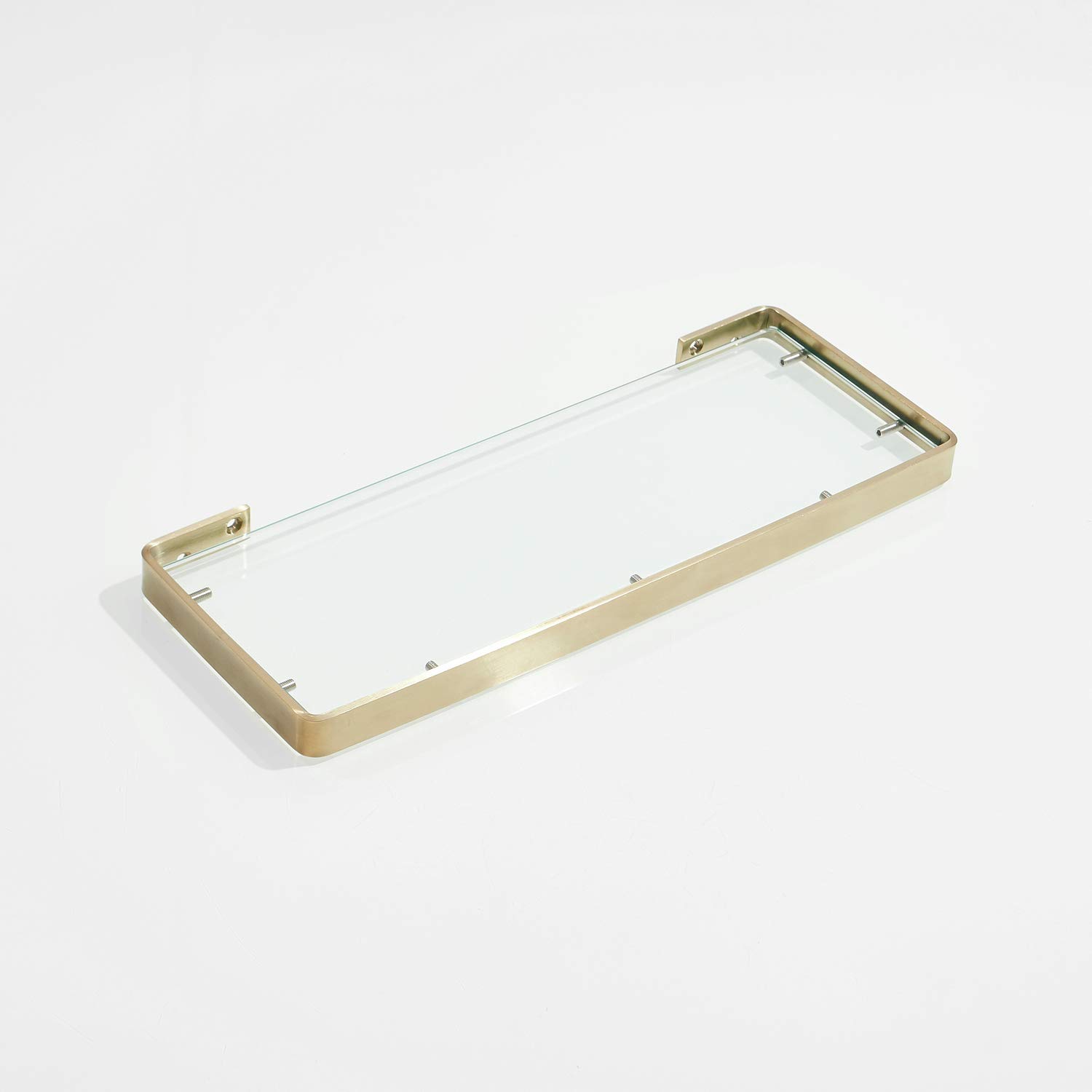 Mensola da bagno in vetro, oro spazzolato, 55 cm, rettangolare
