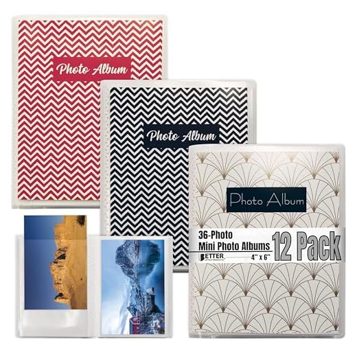 48 Photo Mini Photo Album, 4 x 6 Inch, Pack of 12, Clear View Cover with Removable Decorative Inserts, by Better Office Products, Holds 48 Photos, 12 Pack