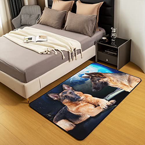 Loussiesd German Shepherd Rugs for Living Room Bedroom Cute Dog Area Rug Mat Decor Extra Soft Fleece Accent Rug for Room Living Room Bedroom Area Rugs 100 * 150cm - Image 4