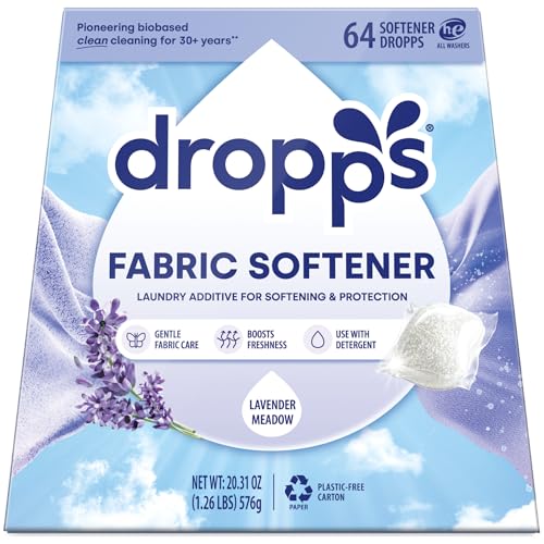 Dropps Fabric Softener Pods Lavender Meadow (64 Count) - Laundry Softener For Soft & Fluffy Fabrics | Liquid Softener & Dryer Sheet Alternative | Clean Ingredients | Plastic Free Packaging