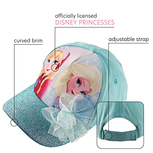 Image of Disney Girls' Frozen Baseball Cap - Princess Elsa and Anna Curved Brim Strap Back Hat (2T-7)