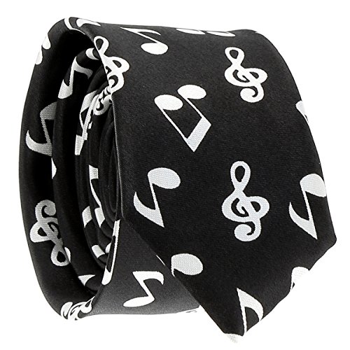 Cravate Note de Musique Noire et Blanche - Cravate Fantaisie Originale