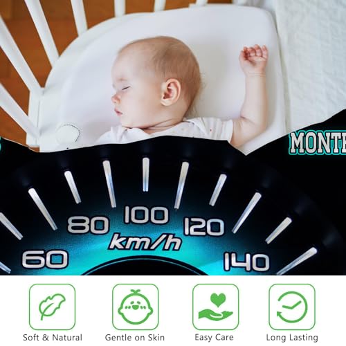 Image of Racing Car Baby Monthly Milestone Blanket, Rally Speedometer,60x40in Soft Flannel, Newborn Mom Gifts, Baby Shower Age Growth Tracker with Bonus Maker