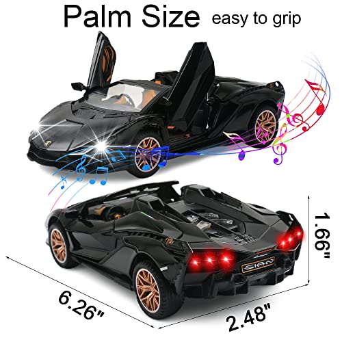 1:32 Convertible Sian Fkp37 Diecast Car Model Toy, Pull Back Toy Vehicle With Sound And Light, Door Can Be Open, Die Cast Metal Toy Cars For Kids Toddler Boys Girls Gift #TOP4
