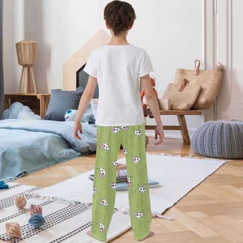 Boy's Pj Pants Flying Cow Green Grass Lounge Bottoms Elastic Kids Sweatpants Joggers with Pockets Size 6-143