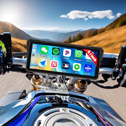 SIXTOP CarPlay Moto con CarPlay y Android Auto Inalámbricos, Pantalla Táctil Impermeable de 8,1 Pulgadas,IP68 Waterproof, Audio Bluetooth, Navegación GPS Moto con Ecualizador, Siri
