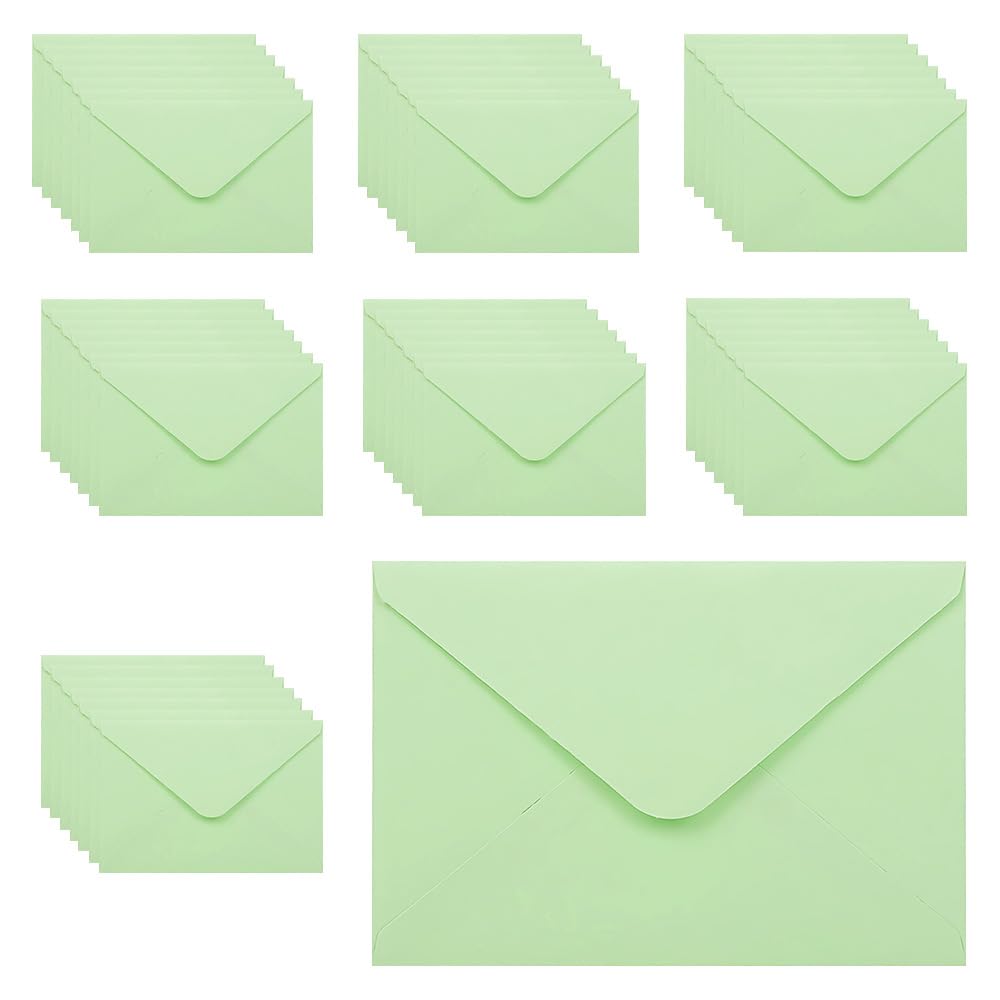 WYAN Mini Envelopes-50 Pack 15.5 * 10.5cm Light Green Classic Flap Envelopes,Small Parts Envelope,Gummed Envelope for Gift,Greeting Cards,Wedding,Business,Invitation(Card not Included)