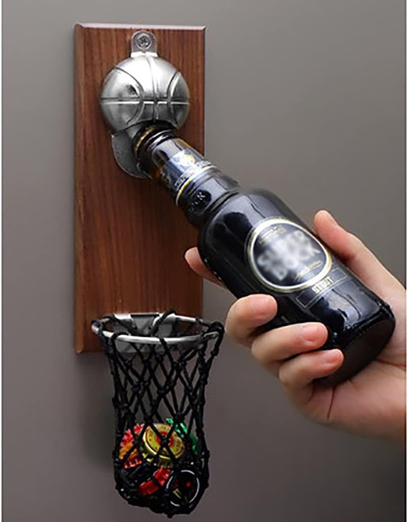 Basketball Shot Bottle Opener with Pocket Wall Mounted Home Decor Can Wine Beer Magnet Kitchen Gadget Bar Party Supplies image 3