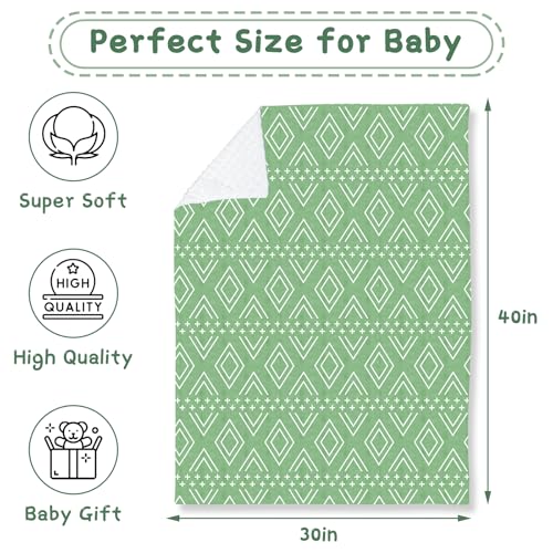 Image of TANOFAR Baby Blankets for Unisex Boys Girls, Ultra Soft Minky Blanket with Double Layer Dotted, Breathable and Lightweight Receiving Blanket for Newborns, 30x40 Inches, Green