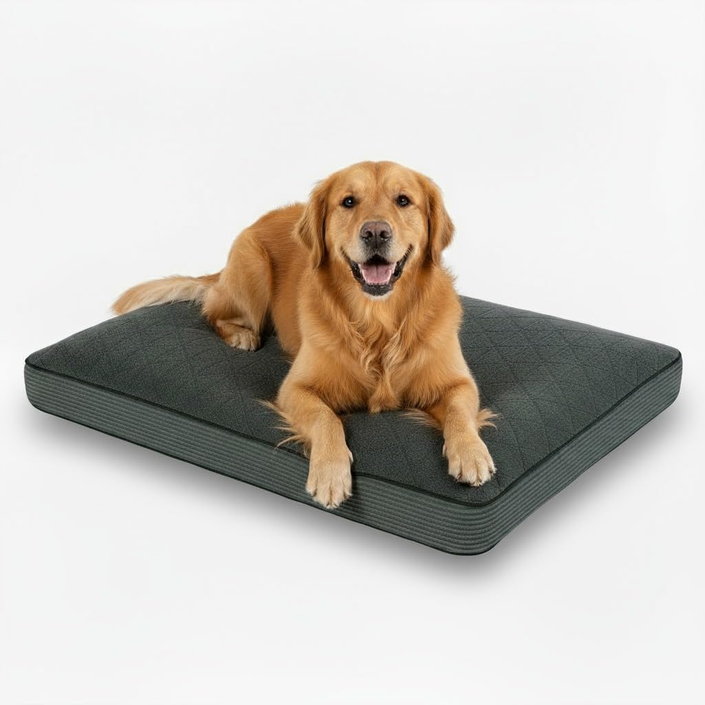 MH Home Dog Bed With Removeable Washable Cover, Pet Cat Beds Cushion Mattress, Soft Warm Dog Mat Pad For Dogs (Large 75 x 100 cm, Highland)